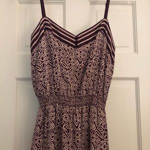 Loft maroon and cream maxi dress